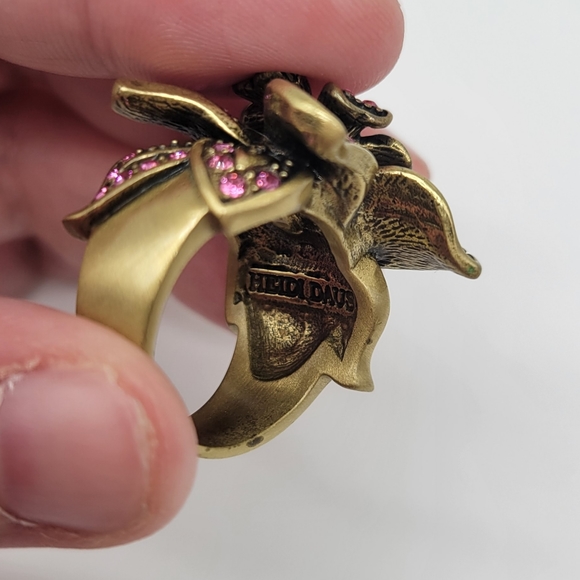 Heidi Daus Pink Tourmaline Swarovski Crystal Flower Statement Cocktail Ring - Picture 7 of 8